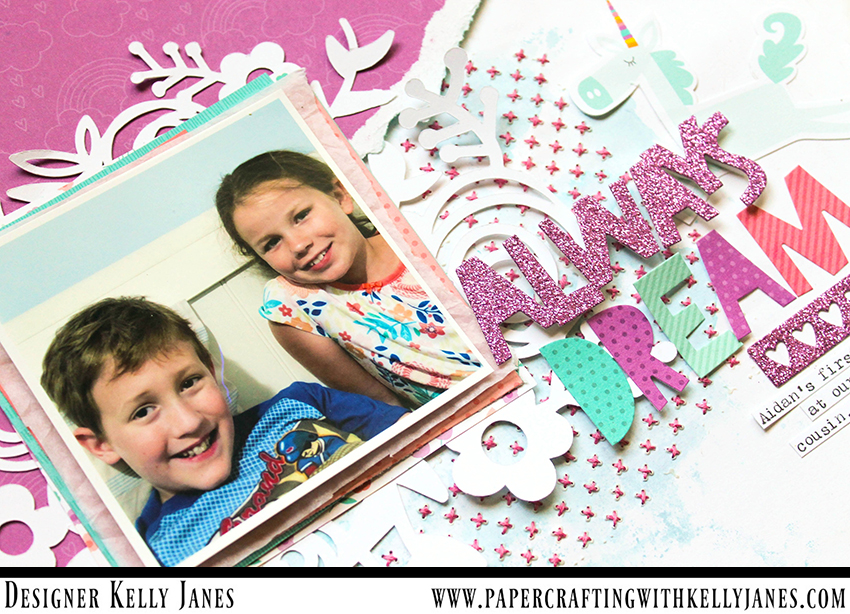 12x12 Scrapbook Layout using the CTMH Little Dreamer Paper Packet and Complements