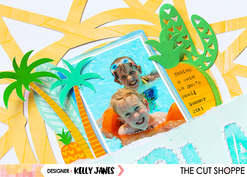 12x12 layout using the Make a Splash Cut File from The Cut Shoppe & multiple Amy Tangerine Collections.